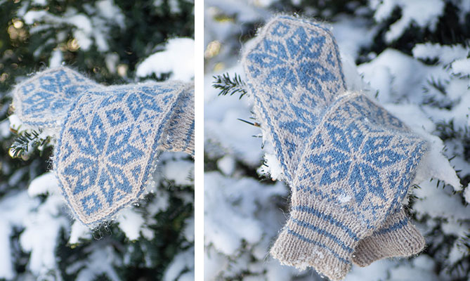 norweskie rękawiczki selbu mittens na drutach wzór za darmo
